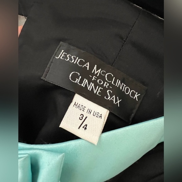 VINTAGE GUNNE SAX Off Shoulders Maxi A-line Ball Gown Black Blue Size S - Picture 5 of 7